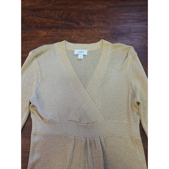 Ann Taylor Gold Sparkle Sweater size small - Picture 3 of 4